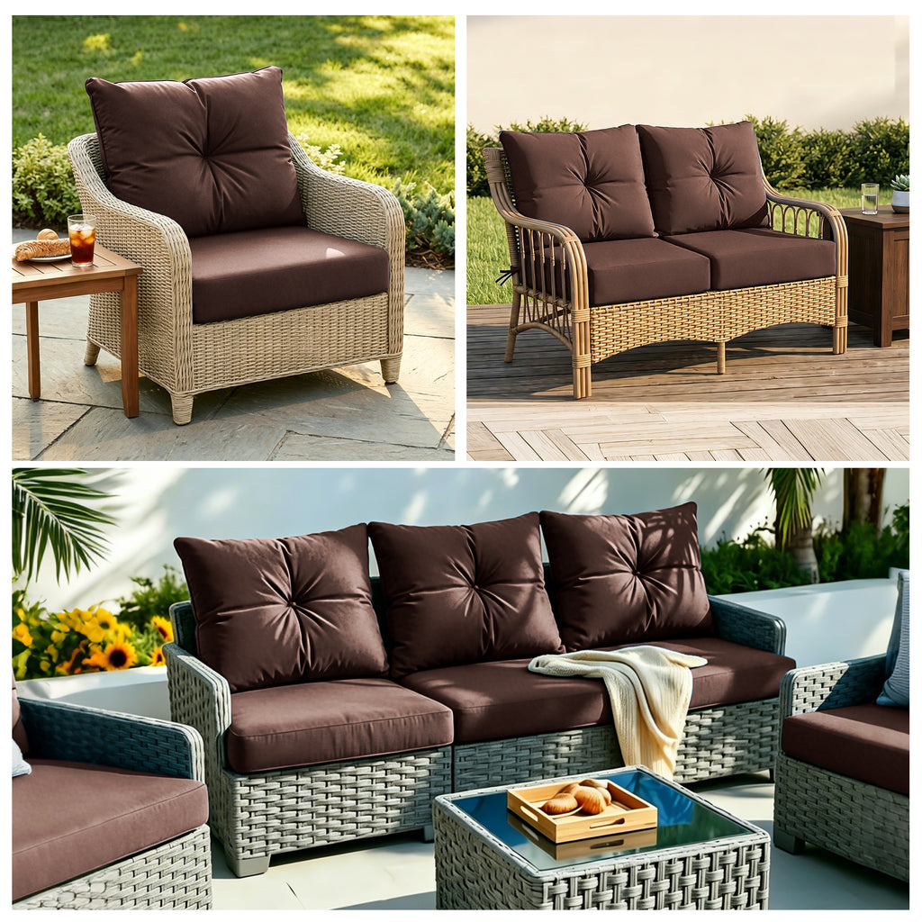 Outdoor Seat Cushion Set  24"W x 24"D x 4"T Waterproof & Fade Resistant Patio Furniture Cushions with Removable Zipper Cover, High-Resilience Foam for Chair Sofa Couch