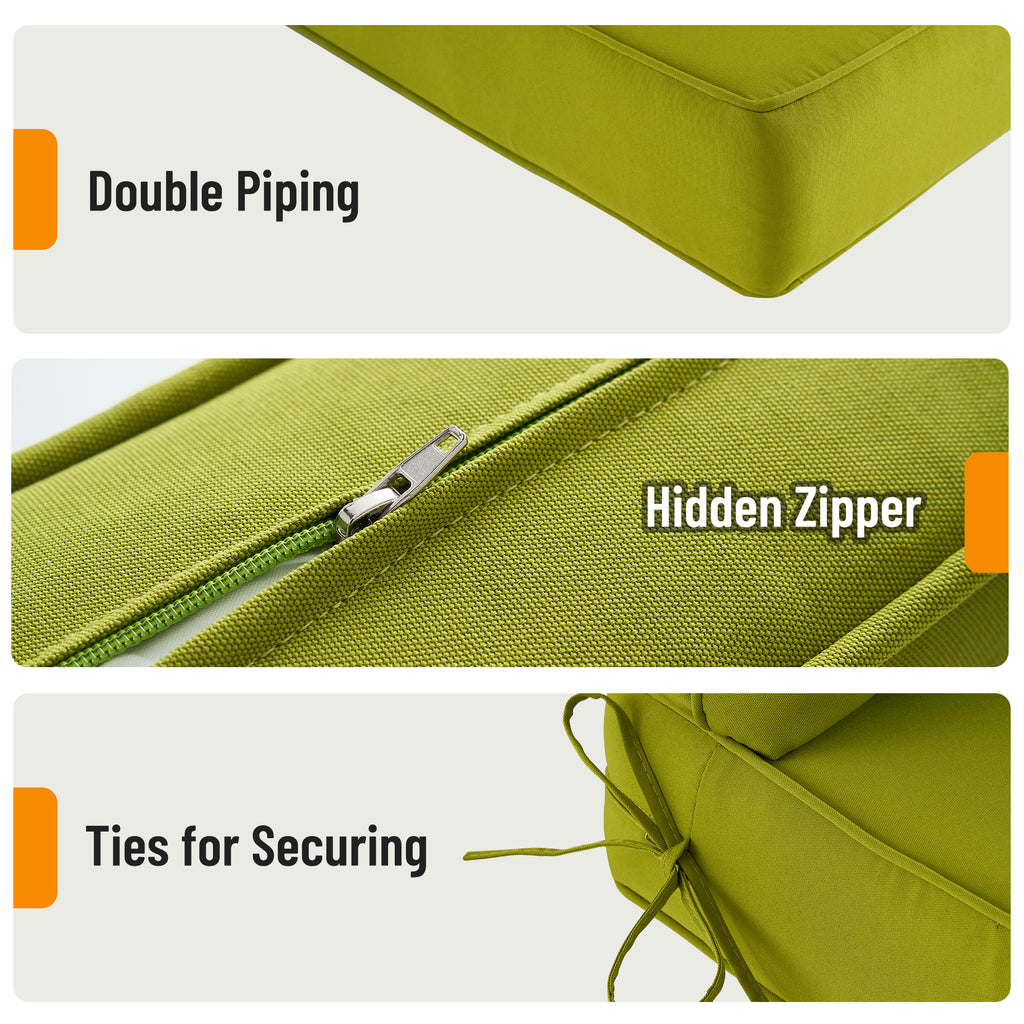 Deep Seat Pillow and High Back Chair Cushions Outdoor Water Repellent Replacement Patio Seating Cushions,Seat 24"x24"x6",Back 22"x24"x6"