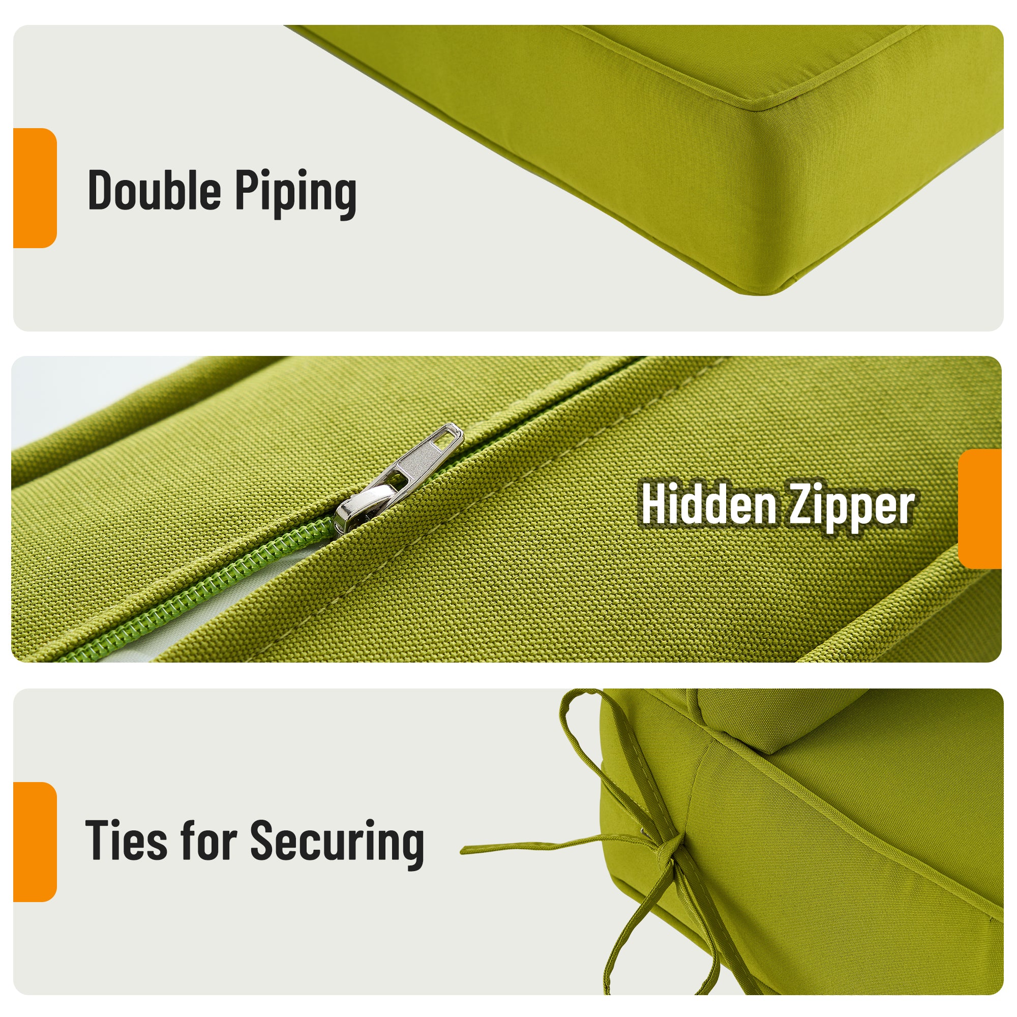 Deep Seat Pillow and High Back Chair Cushions Outdoor Water Repellent Replacement Patio Seating Cushions,Seat 24"x24"x6",Back 22"x24"x6"