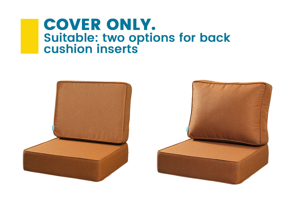 ARTPLAN Outdoor Deep Seat Slipcovers，Set of 2 24x24x6" 18x24 Olefin,Square Outdoor Cushion Cover, for Patio Funiture