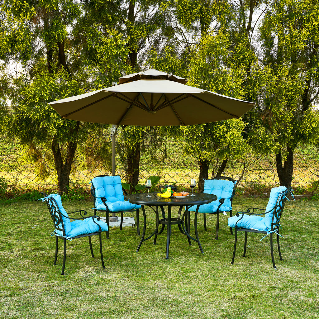 Artplan Outdoor Cushions Wicker Tufted Pillow with Back for Outdoor Furniture, Rocking Chair Cushion Premium Tufted Pads Set of Upper and Lower with Ties