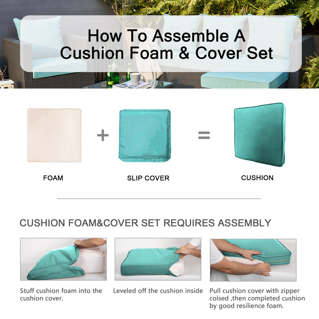 ARTPLAN 2-Piece Deep Seat Cushion Set with Backrest - Multiple Colors | All-Weather Outdoor Sofa Cushions for Sectionals & Patio Conversation Sets