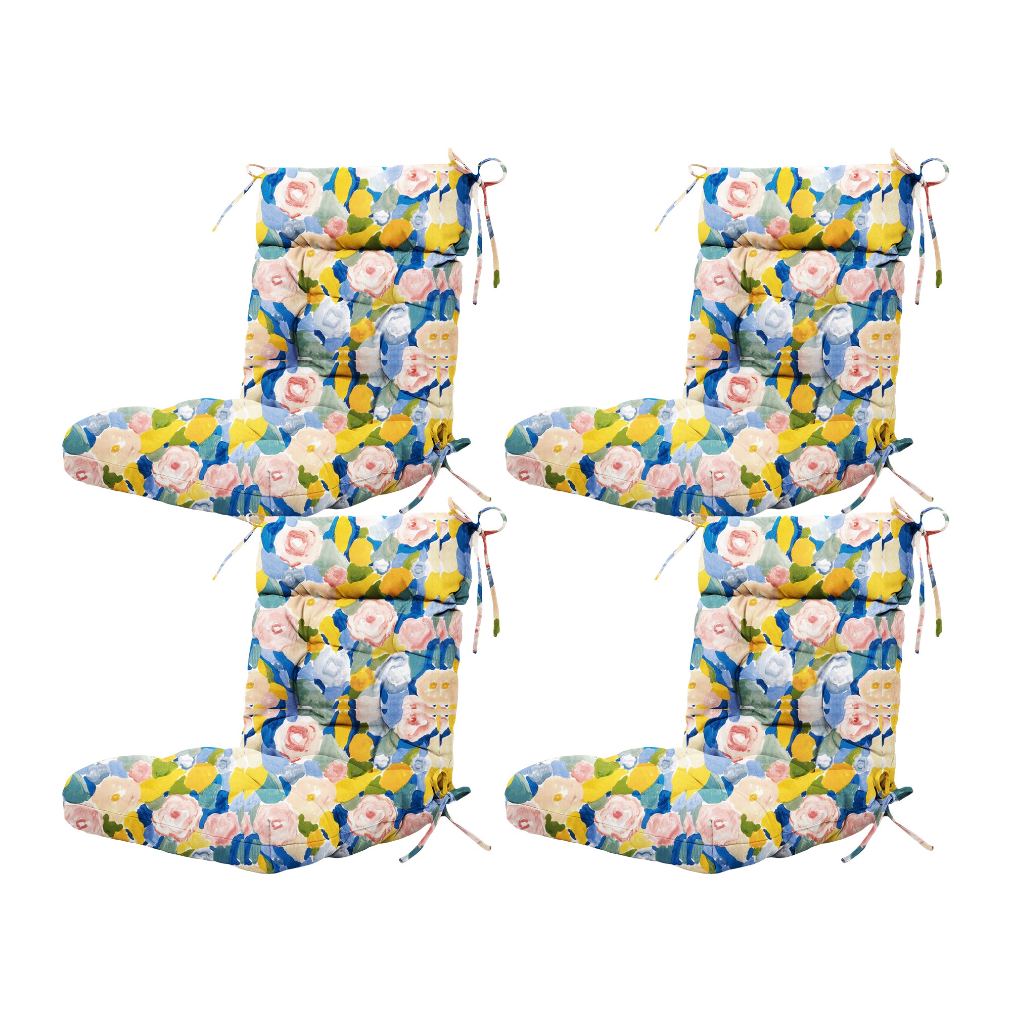 ARTPLAN Patio Chair Cushions Combined Seat and Back,Tufted Outdoor Swivel Chair Cushion with Tie,40"x20"x4"，Floral
