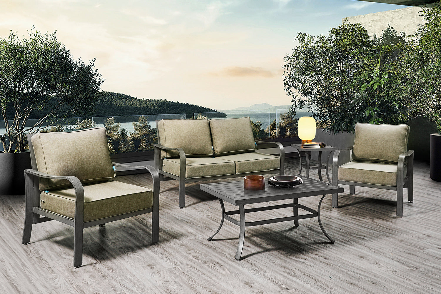 ARTPLAN Deep Seat Outdoor Cushion,Set 24"x24"x6" ,18x24" Bench Outdoor Chair Cushions, Polyester Fill Back for Patio Furniture ,Square