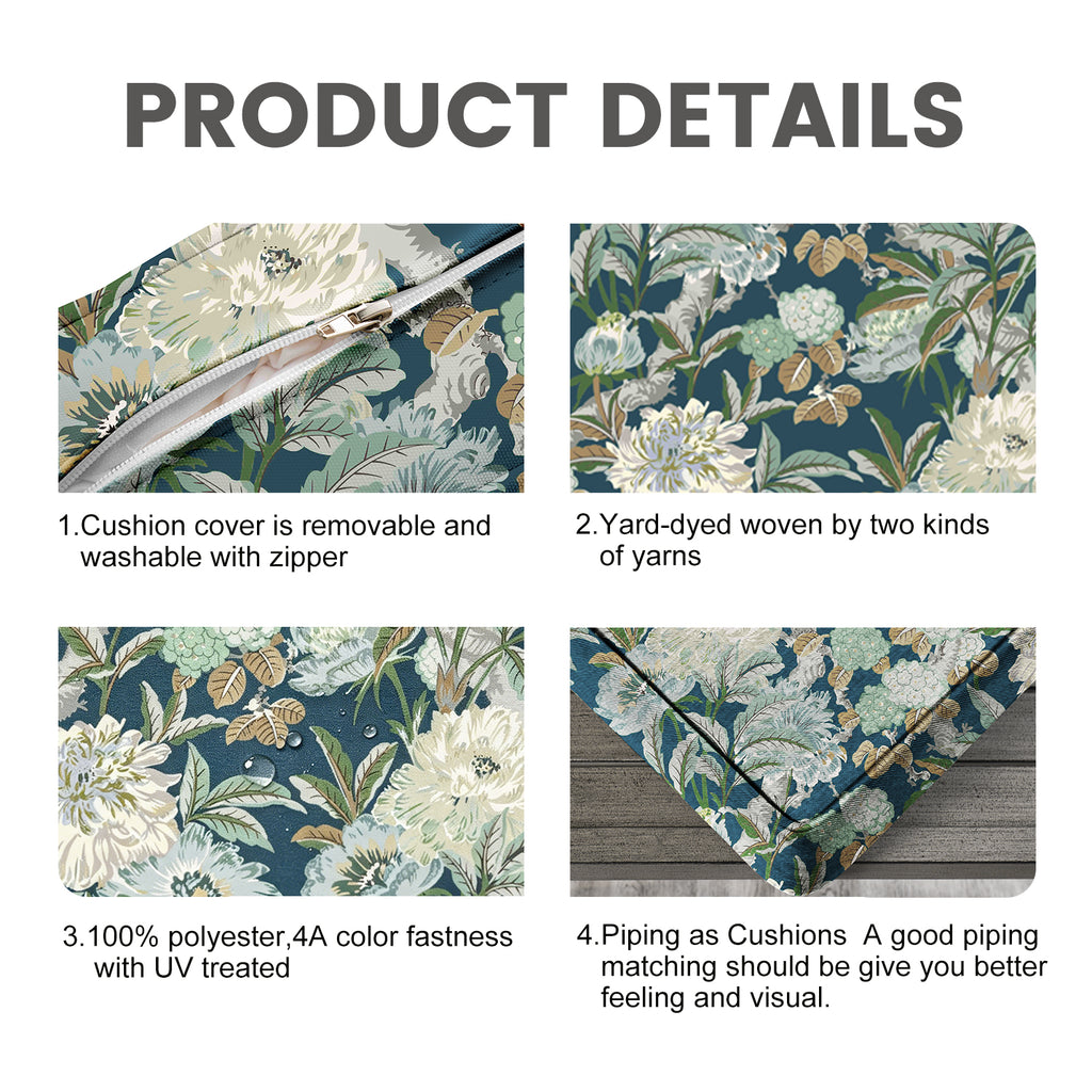 ARTPLAN Outdoor Deep Seat Slipcovers，Set of 2 24x24x6" 18x24 Olefin,Square Outdoor Cushion Cover, for Patio Funiture