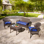3 Pieces Outdoor Chair Cushions Clearance with Ties,44x19x5 Inches,1 Love seat &2 U-Shape Tufted Patio Bench Cushions for Wicker Outdoor Furniture,All Weather,