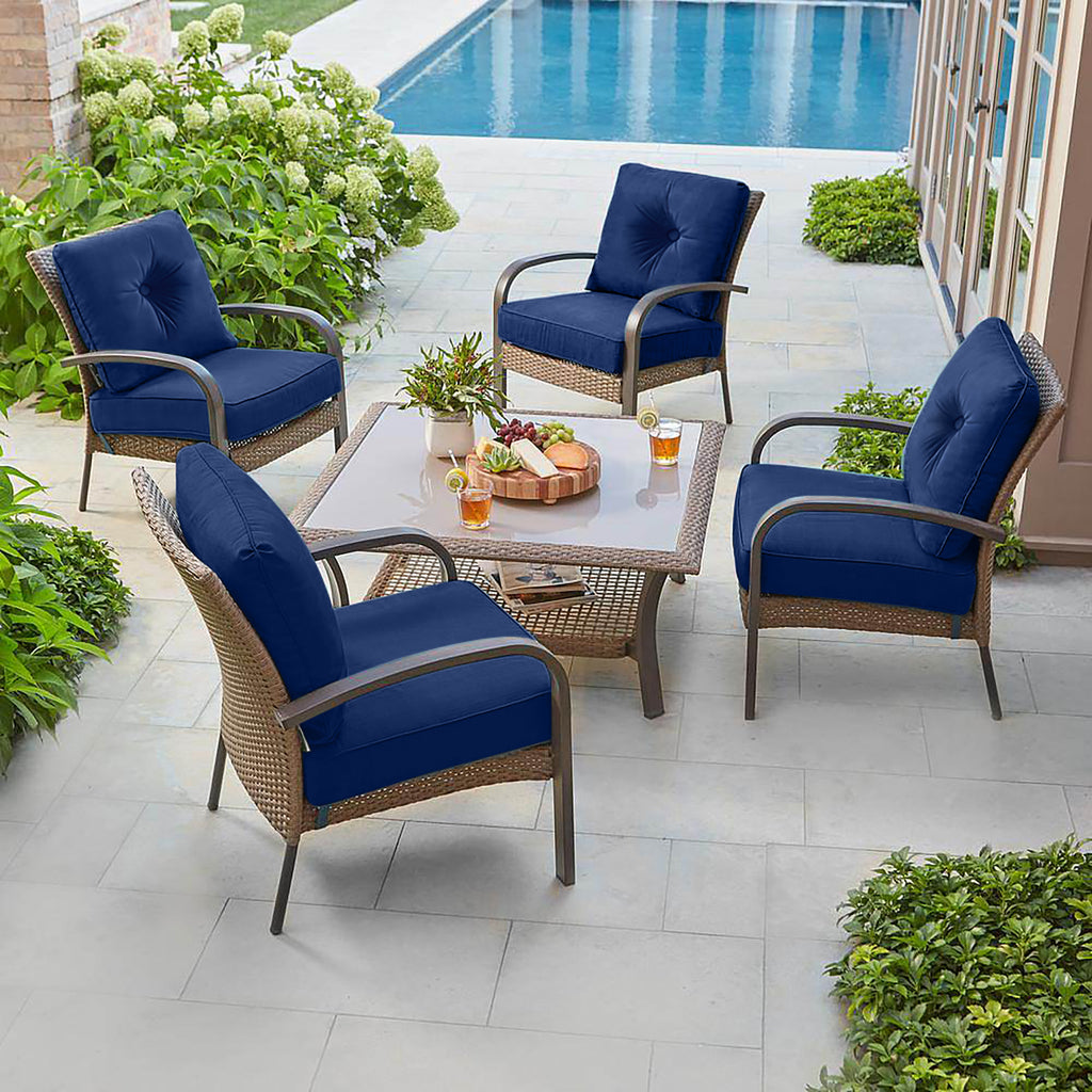 Deep Seat Pillow and High Back Chair Cushions Outdoor Water Repellent Replacement Patio Seating Cushions,Seat 24"x24"x6",Back 22"x24"x6"