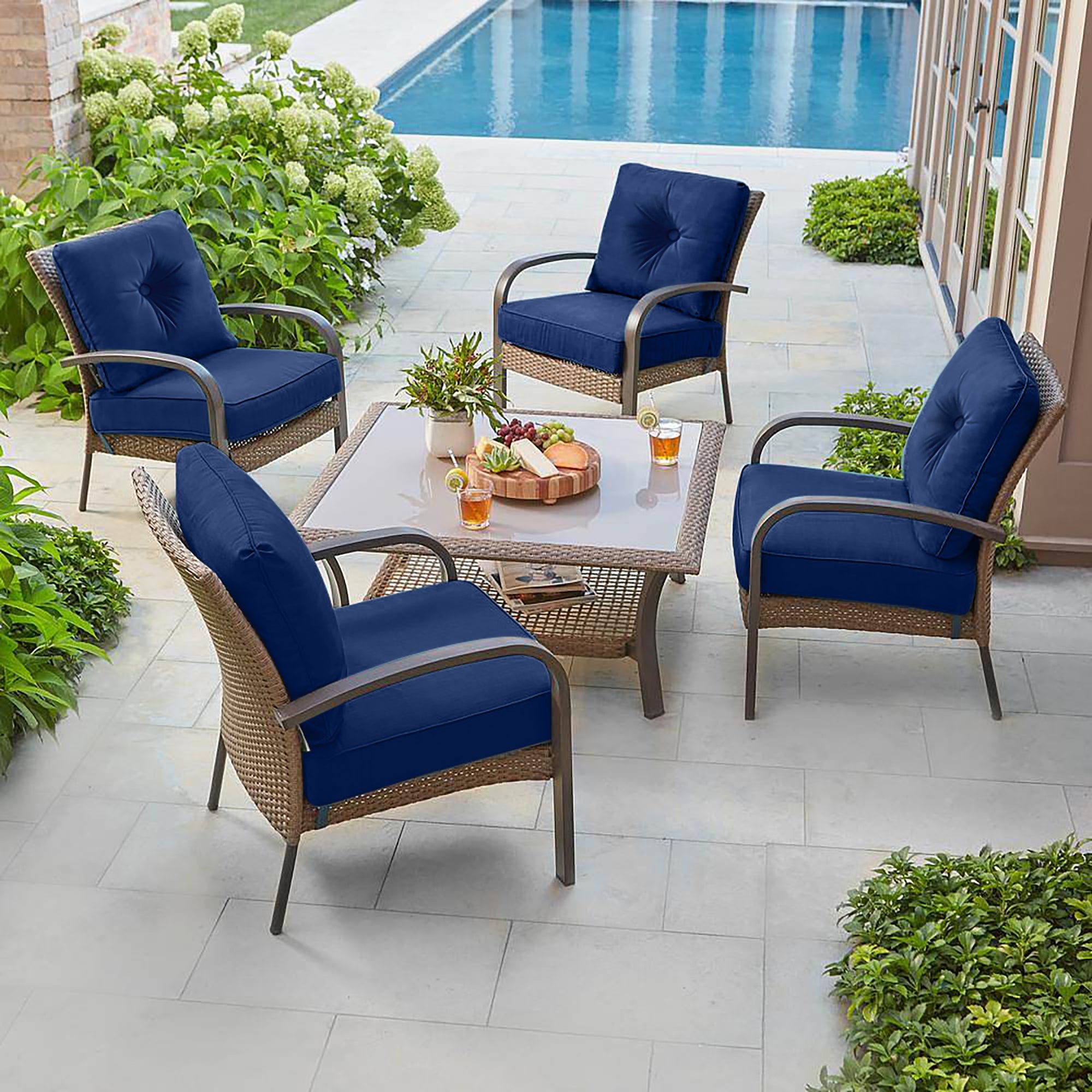 Deep Seat Pillow and High Back Chair Cushions Outdoor Water Repellent Replacement Patio Seating Cushions,Seat 24"x24"x6",Back 22"x24"x6"