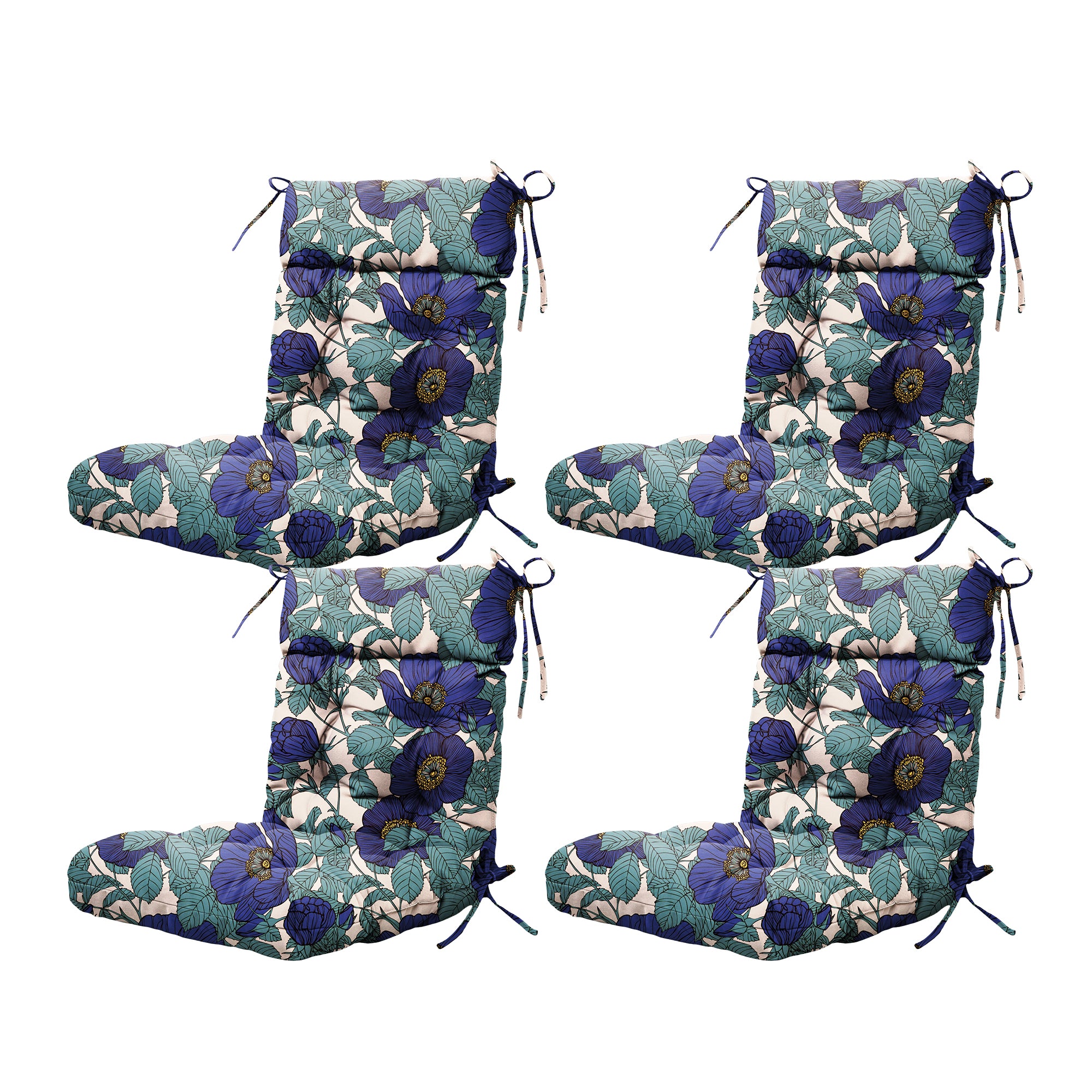 ARTPLAN Patio Chair Cushions Combined Seat and Back,Tufted Outdoor Swivel Chair Cushion with Tie,40"x20"x4"，Floral