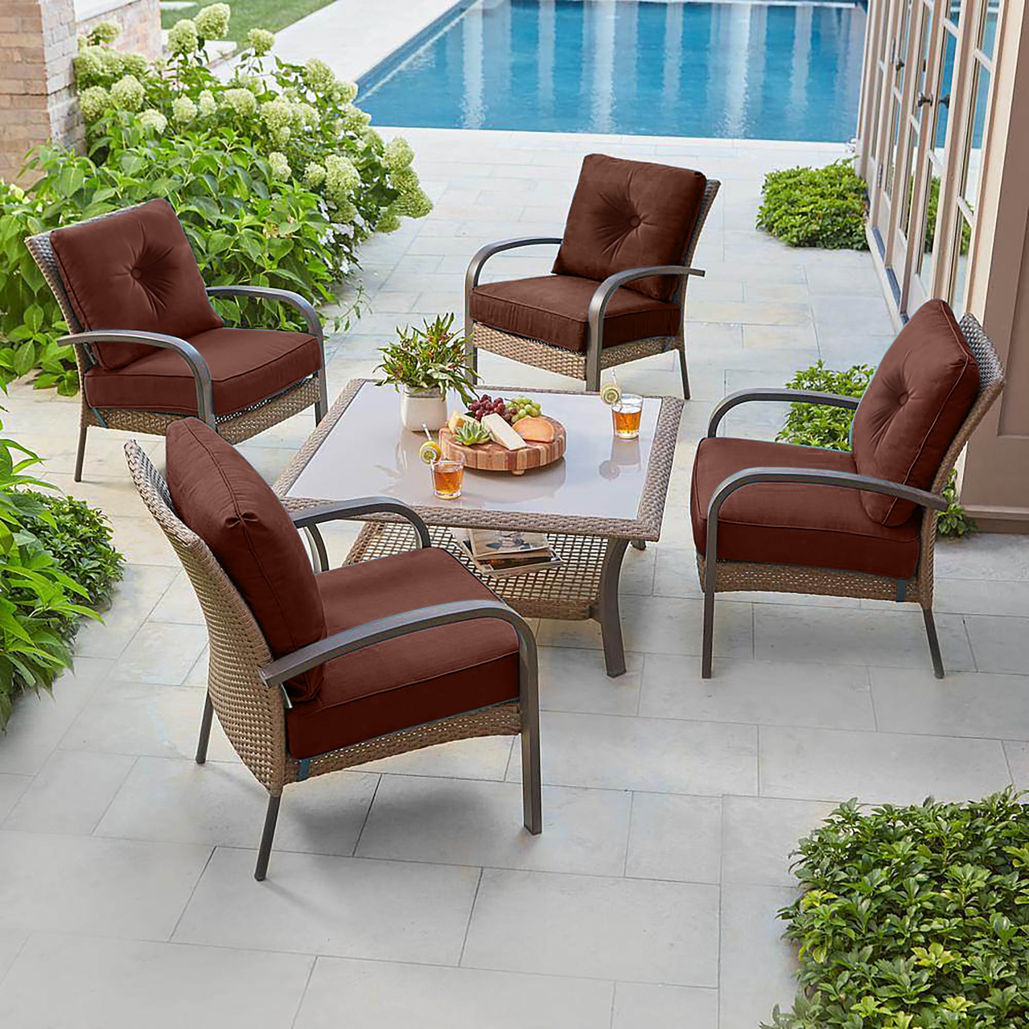 Deep Seat Pillow and High Back Chair Cushions Outdoor Water Repellent Replacement Patio Seating Cushions,Seat 24"x24"x6",Back 22"x24"x6"