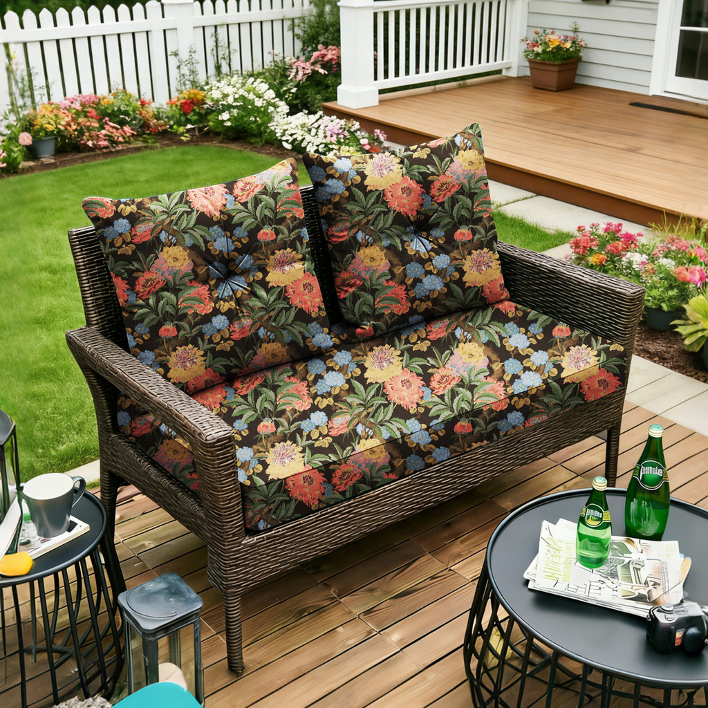 ARTPLAN Outdoor Loveseat Deep Seat Cushion Set, 46"x24"x4" Water Repellent Fade-Resistant Patio Cushions, Solution-Dyed Fabric with Removable Zipper Cover, High-Density Foam for Bench, Swing & Patio Furniture