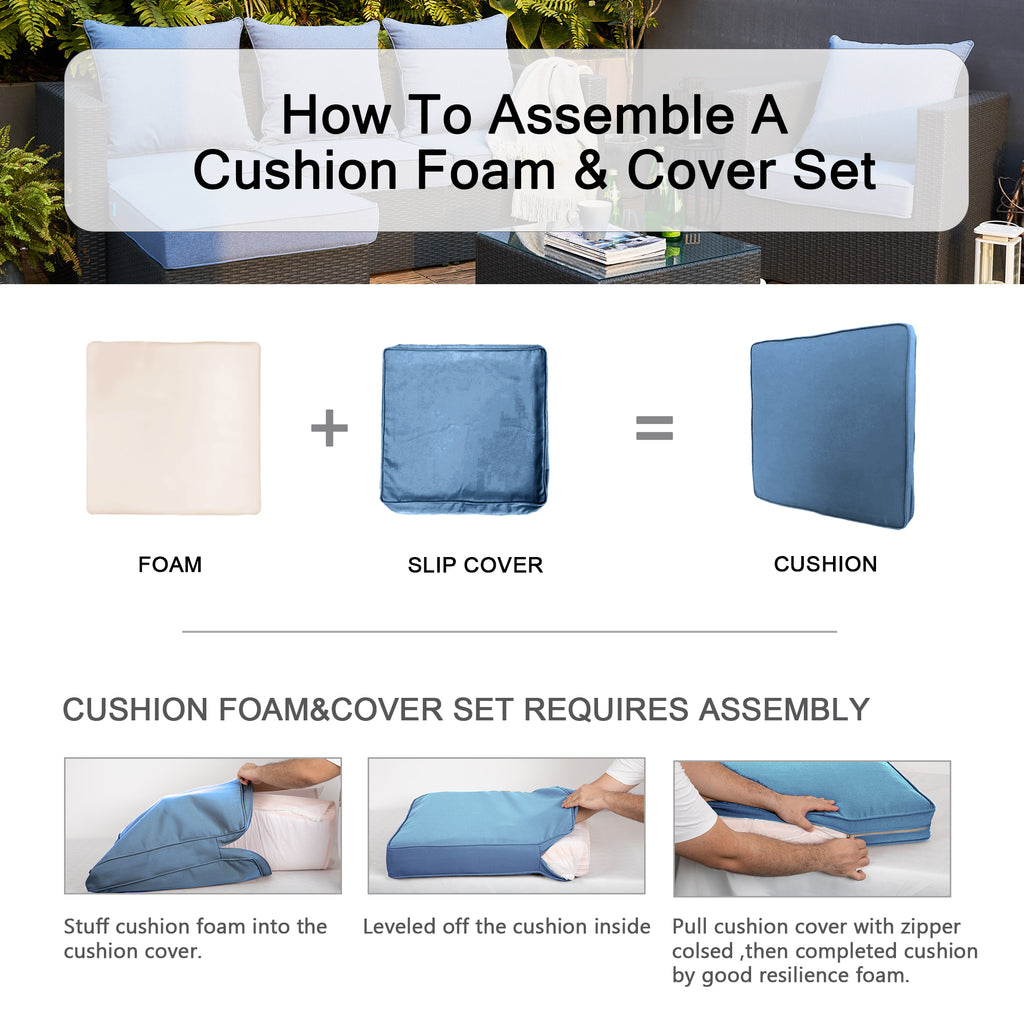 ARTPLAN 2-Piece Deep Seat Cushion Set with Backrest - Multiple Colors | All-Weather Outdoor Sofa Cushions for Sectionals & Patio Conversation Sets