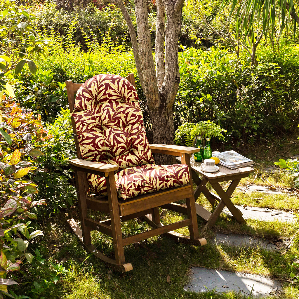 Floral High-Back Seat Cushion - Waterproof Outdoor Adirondack Chair Cushion for Patio Furniture with Tie, Vibrant Patterns, Premium Elastic Padding, Multi-Scenario Use