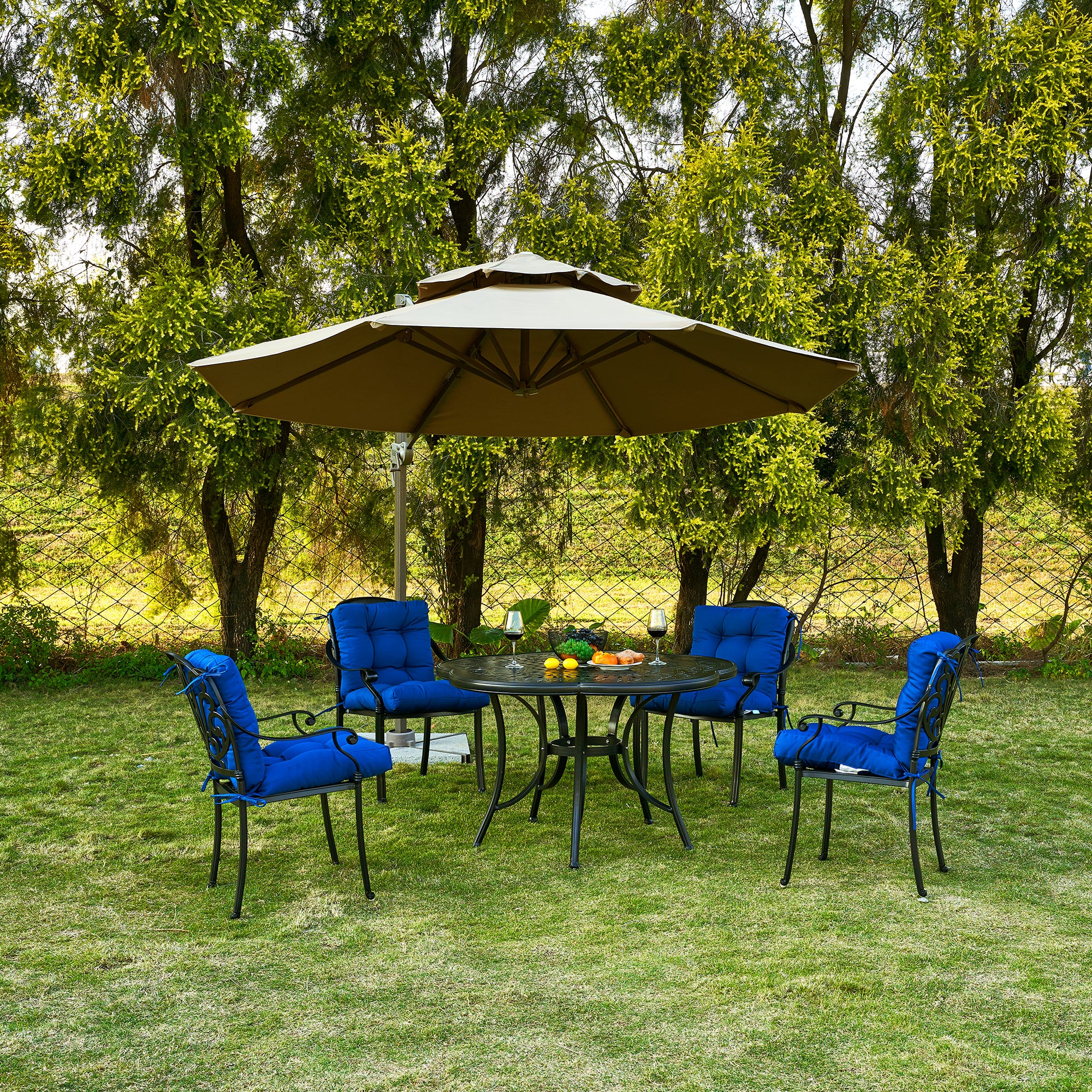 Artplan Outdoor Cushions Wicker Tufted Pillow with Back for Outdoor Furniture, Rocking Chair Cushion Premium Tufted Pads Set of Upper and Lower with Ties