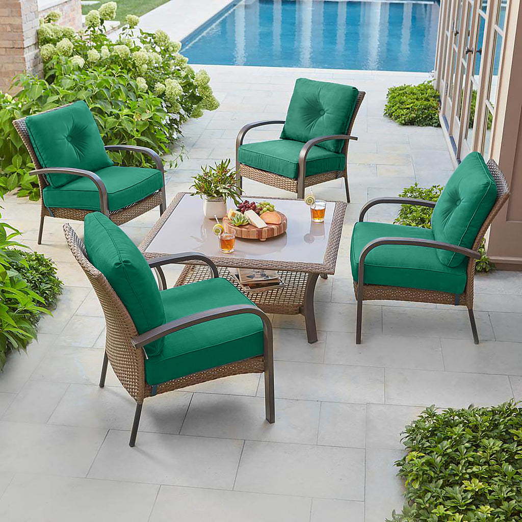Deep Seat Pillow and High Back Chair Cushions Outdoor Water Repellent Replacement Patio Seating Cushions,Seat 24"x24"x6",Back 22"x24"x6"