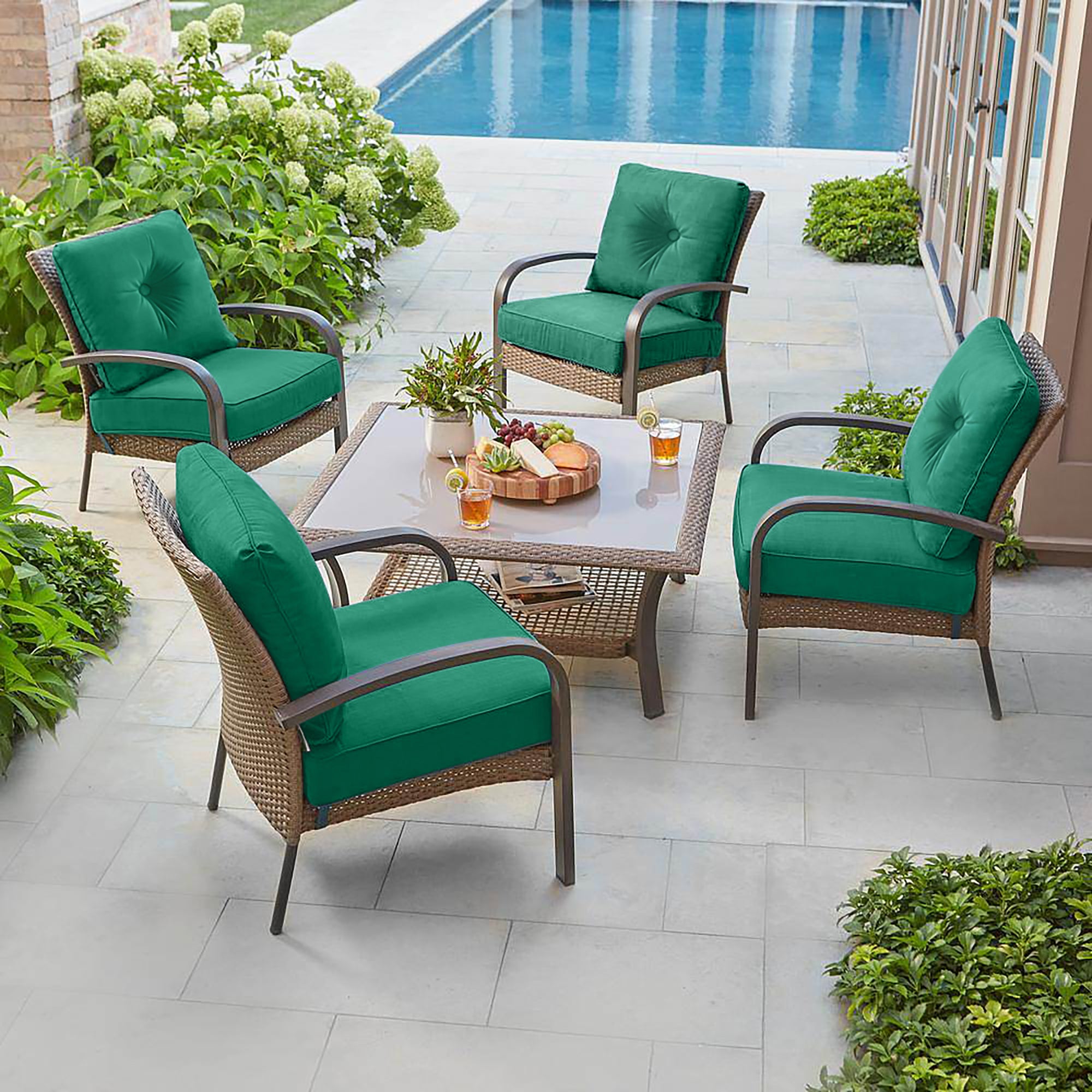 Deep Seat Pillow and High Back Chair Cushions Outdoor Water Repellent Replacement Patio Seating Cushions,Seat 24"x24"x6",Back 22"x24"x6"