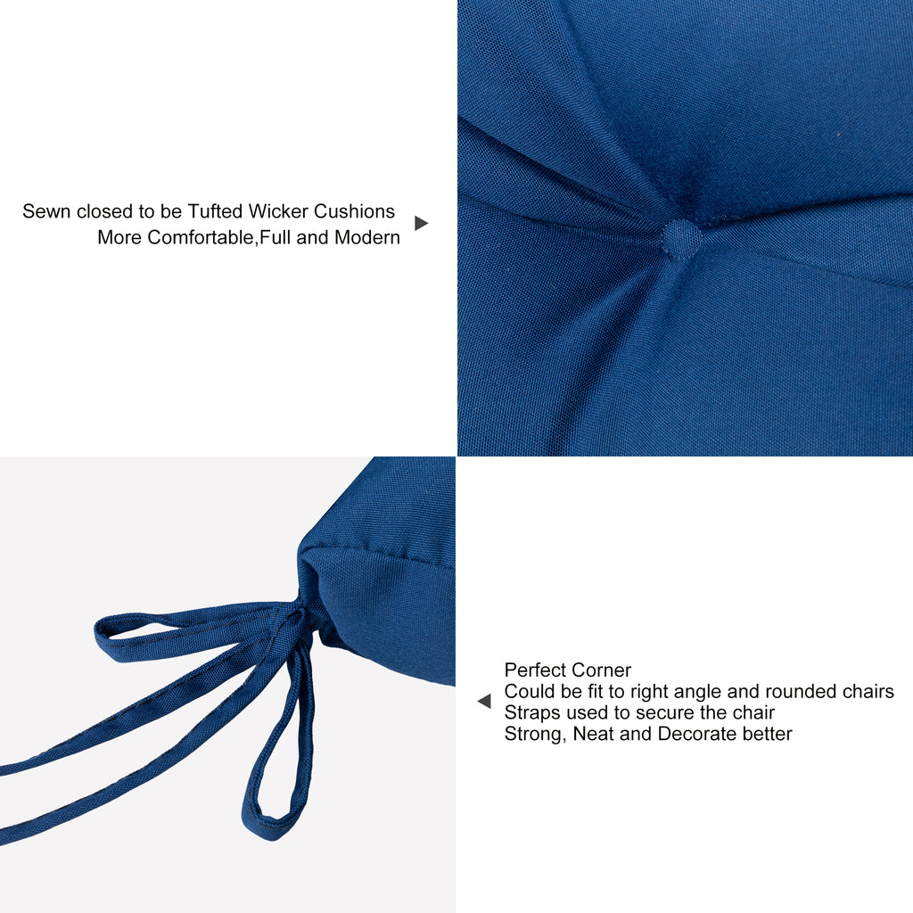ARTPLANT Outdoor Dinning Seat Pads Cushions with Tie 19"x19"x4",Square Wicker Outdoor Tufted Chair Cushion,Set of 2