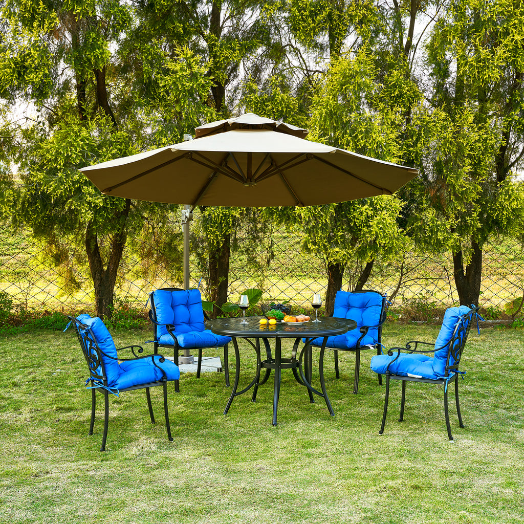 Artplan Outdoor Cushions Wicker Tufted Pillow with Back for Outdoor Furniture, Rocking Chair Cushion Premium Tufted Pads Set of Upper and Lower with Ties