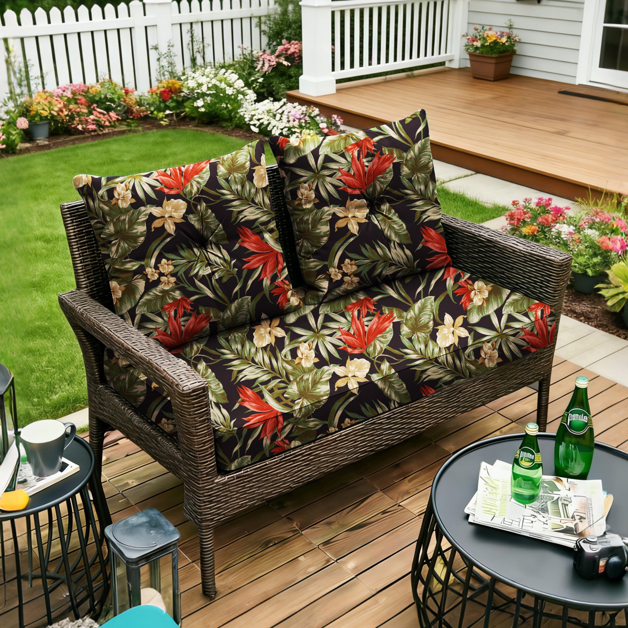 ARTPLAN Outdoor Loveseat Deep Seat Cushion Set, 46"x24"x4" Water Repellent Fade-Resistant Patio Cushions, Solution-Dyed Fabric with Removable Zipper Cover, High-Density Foam for Bench, Swing & Patio Furniture