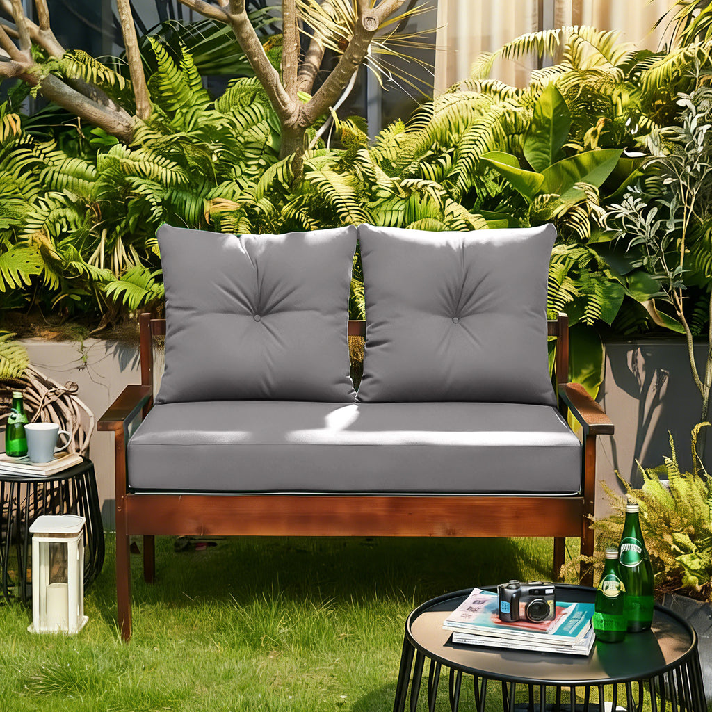 ARTPLAN Outdoor Loveseat Deep Seat Cushion Set, 46"x24"x4" Water Repellent Fade-Resistant Patio Cushions, Solution-Dyed Fabric with Removable Zipper Cover, High-Density Foam for Bench, Swing & Patio Furniture