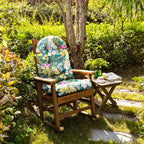 Floral High-Back Seat Cushion - Waterproof Outdoor Adirondack Chair Cushion for Patio Furniture with Tie, Vibrant Patterns, Premium Elastic Padding, Multi-Scenario Use