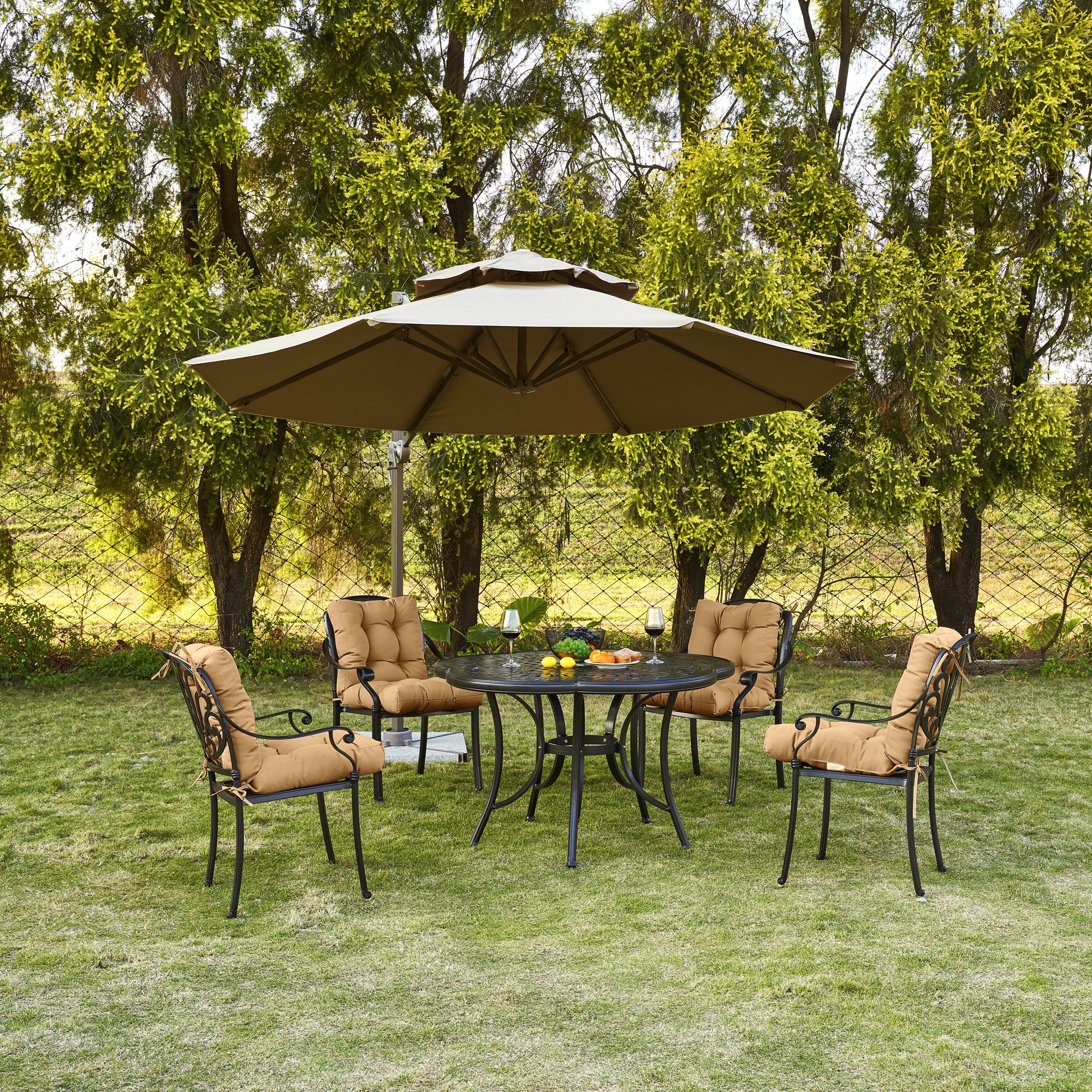 Artplan Outdoor Cushions Wicker Tufted Pillow with Back for Outdoor Furniture, Rocking Chair Cushion Premium Tufted Pads Set of Upper and Lower with Ties