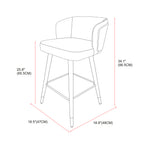 Mid Century Modern Bar Stools for Counter Height - Leather Upholstered Seat with Walnut Wood Frame, Retro 33 Inch Bar Chairs for Home Kitchen Island, Bar, Breakfast Nook