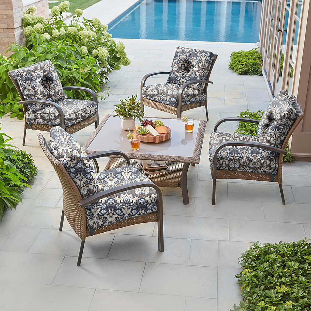 Deep Seat Pillow and High Back Chair Cushions Outdoor Water Repellent Replacement Patio Seating Cushions,Seat 24"x24"x6",Back 22"x24"x6"