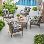 Deep Seat Pillow and High Back Chair Cushions Outdoor Water Repellent Replacement Patio Seating Cushions,Seat 24"x24"x6",Back 22"x24"x6"