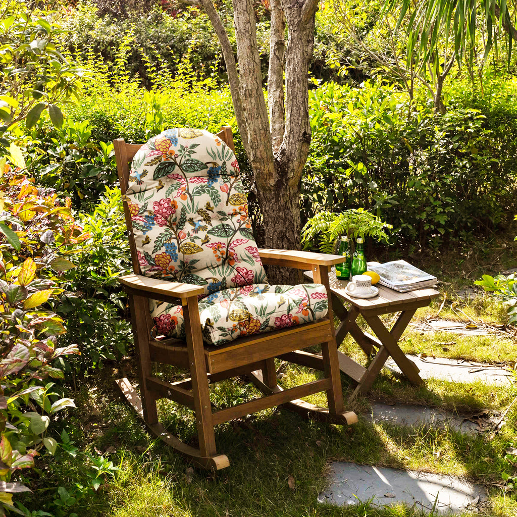 Floral High-Back Seat Cushion - Waterproof Outdoor Adirondack Chair Cushion for Patio Furniture with Tie, Vibrant Patterns, Premium Elastic Padding, Multi-Scenario Use