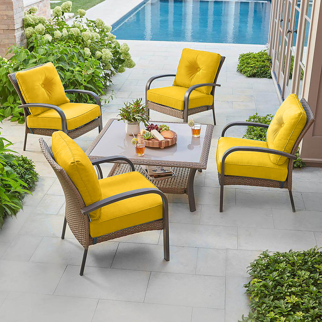 Deep Seat Pillow and High Back Chair Cushions Outdoor Water Repellent Replacement Patio Seating Cushions,Seat 24"x24"x6",Back 22"x24"x6"
