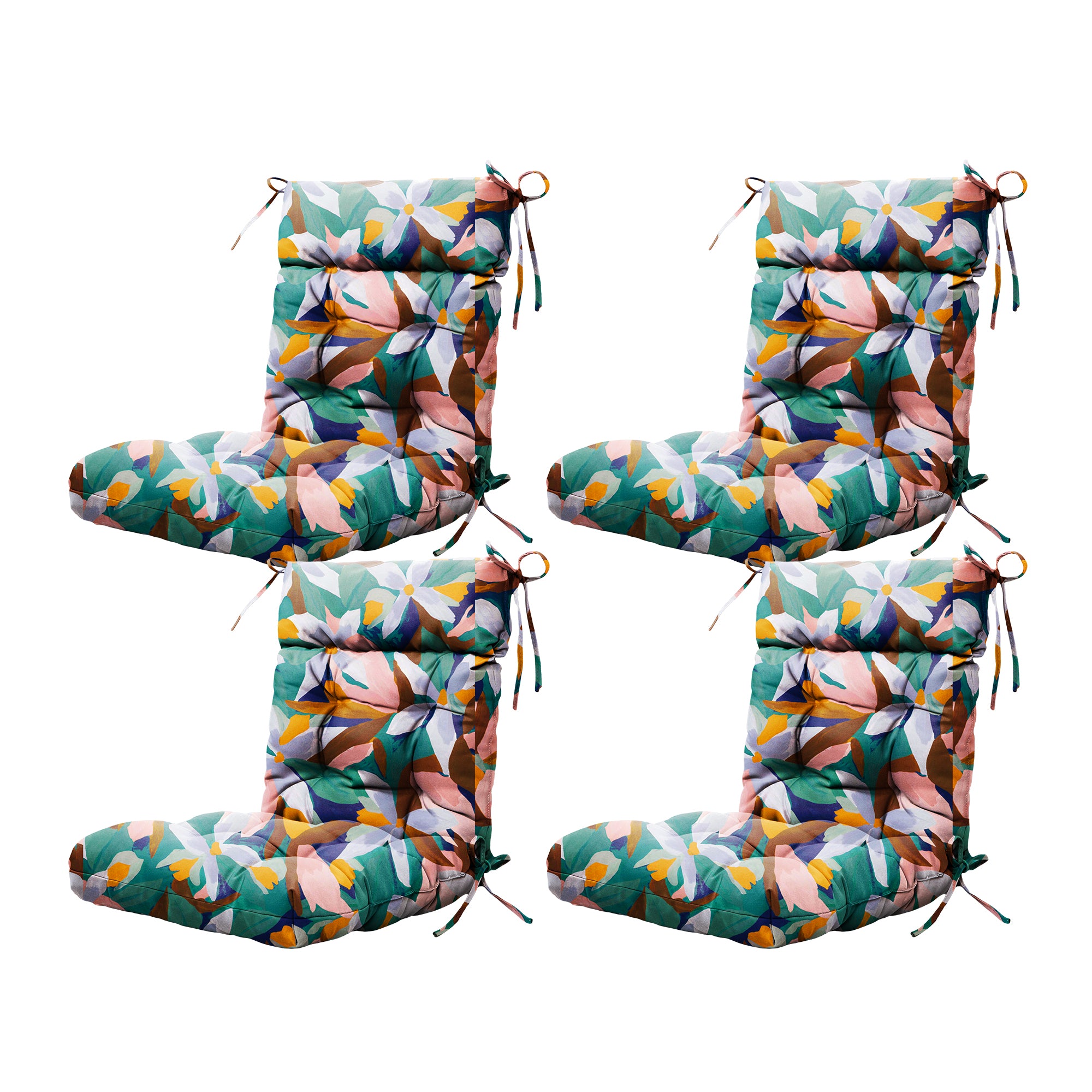 ARTPLAN Patio Chair Cushions Combined Seat and Back,Tufted Outdoor Swivel Chair Cushion with Tie,40"x20"x4"，Floral