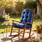 Patio Rocking Chair Cushion with Ties,48"x21"x4" Water Resistant Polyester High Back Replacement Pad, Thick Filled Outdoor Patio Cushions for Porch Deck Balcony Garden Seating