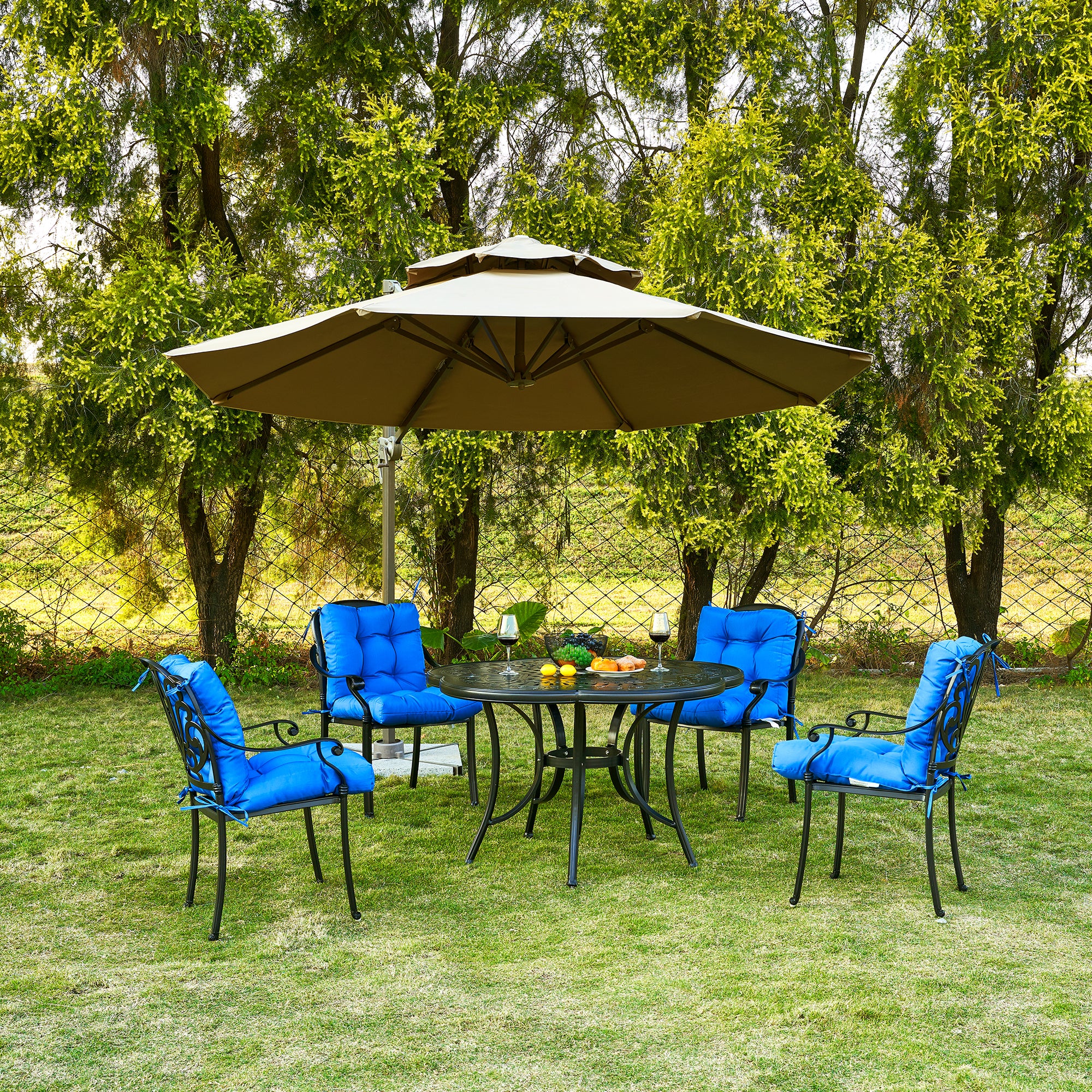 Artplan Outdoor Cushions Wicker Tufted Pillow with Back for Outdoor Furniture, Rocking Chair Cushion Premium Tufted Pads Set of Upper and Lower with Ties