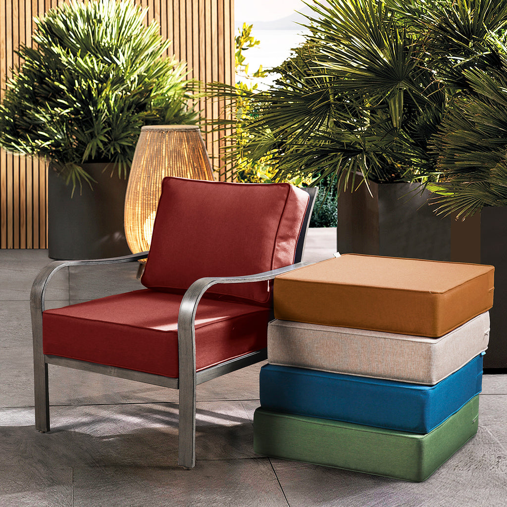 ARTPLAN Deep Seat Outdoor Cushion,Set 24"x24"x6" ,18x24" Bench Outdoor Chair Cushions, Polyester Fill Back for Patio Furniture ,Square