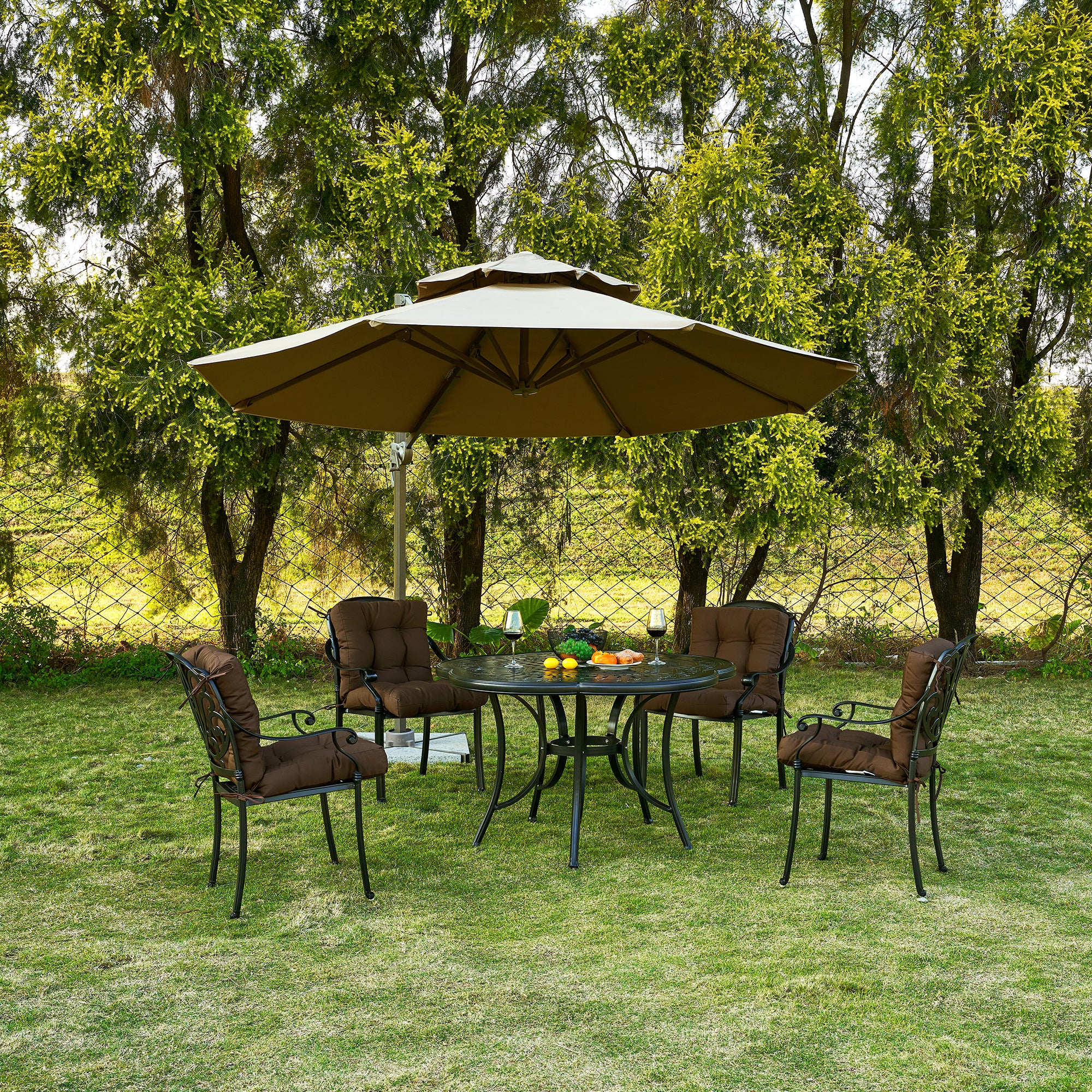 Artplan Outdoor Cushions Wicker Tufted Pillow with Back for Outdoor Furniture, Rocking Chair Cushion Premium Tufted Pads Set of Upper and Lower with Ties