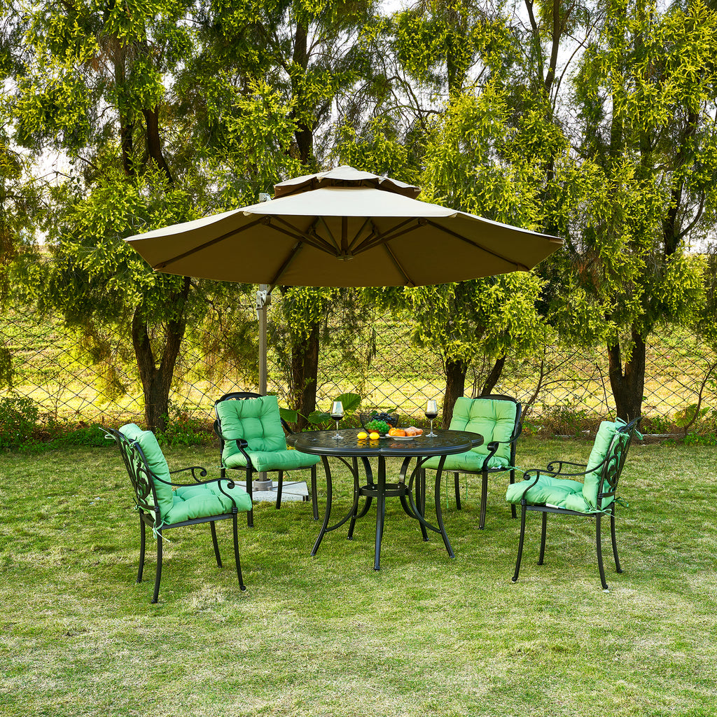 Artplan Outdoor Cushions Wicker Tufted Pillow with Back for Outdoor Furniture, Rocking Chair Cushion Premium Tufted Pads Set of Upper and Lower with Ties