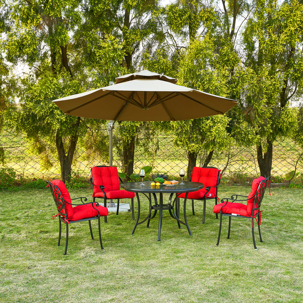 Artplan Outdoor Cushions Wicker Tufted Pillow with Back for Outdoor Furniture, Rocking Chair Cushion Premium Tufted Pads Set of Upper and Lower with Ties