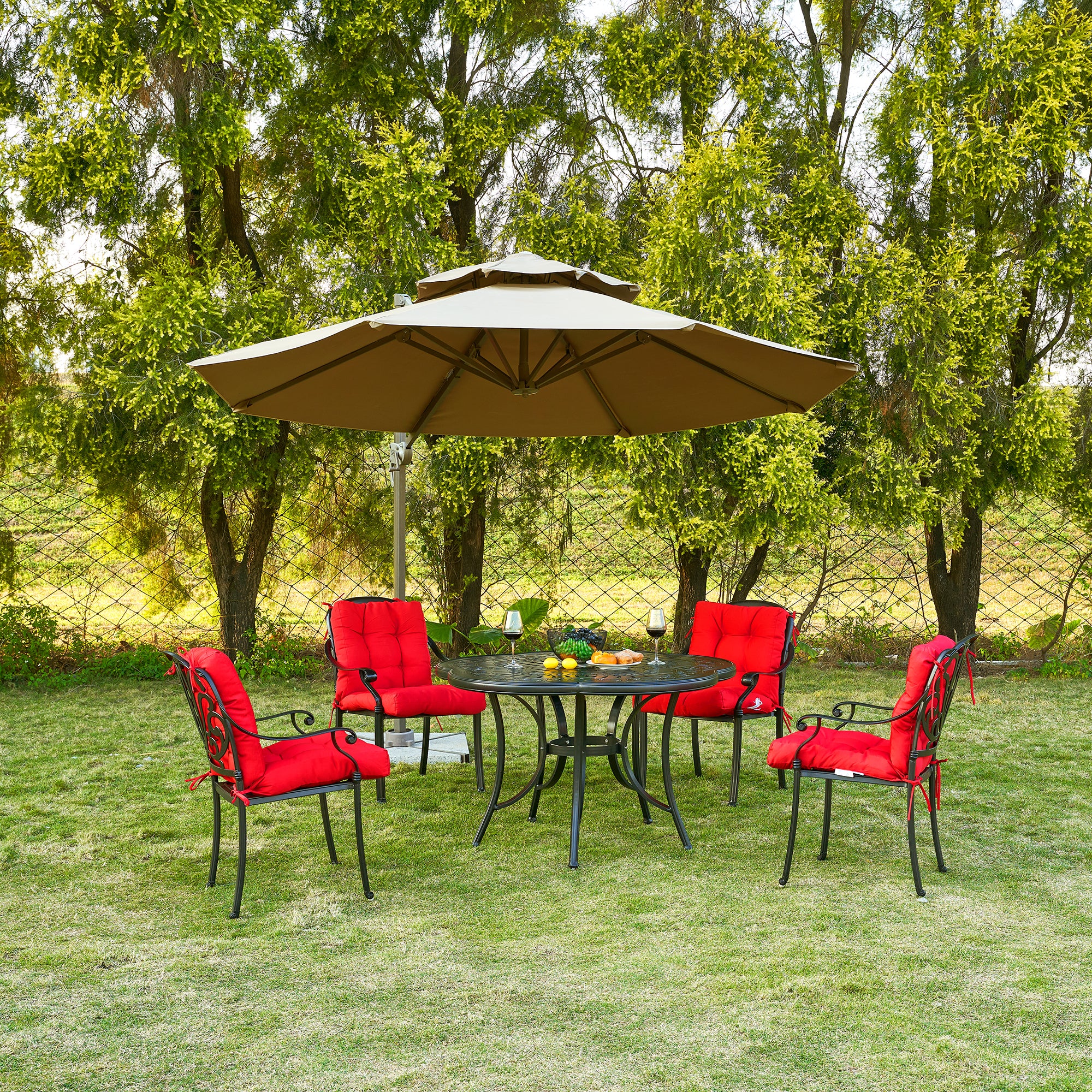 Artplan Outdoor Cushions Wicker Tufted Pillow with Back for Outdoor Furniture, Rocking Chair Cushion Premium Tufted Pads Set of Upper and Lower with Ties