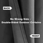 Waterproof Outdoor Curtains for Patio, Premium Thick Sunproof 90% Blackout Curtains with Rustproof Grommets for Porch, Pergola, Cabana, 2-Pack Set