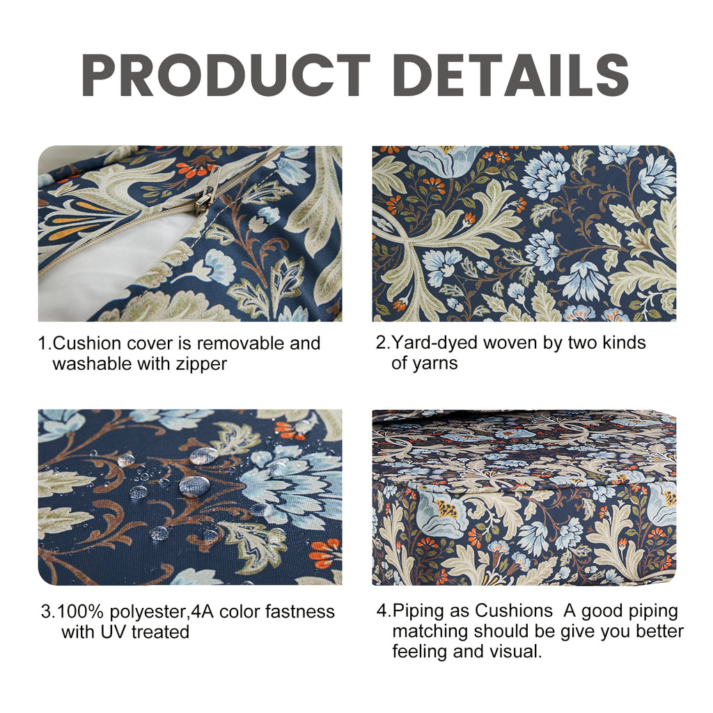 ARTPLAN Outdoor Deep Seat Slipcovers，Set of 2 24x24x6" 18x24 Olefin,Square Outdoor Cushion Cover, for Patio Funiture