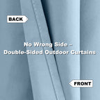 Waterproof Outdoor Curtains for Patio, Premium Thick Sunproof 90% Blackout Curtains with Rustproof Grommets for Porch, Pergola, Cabana, 2-Pack Set