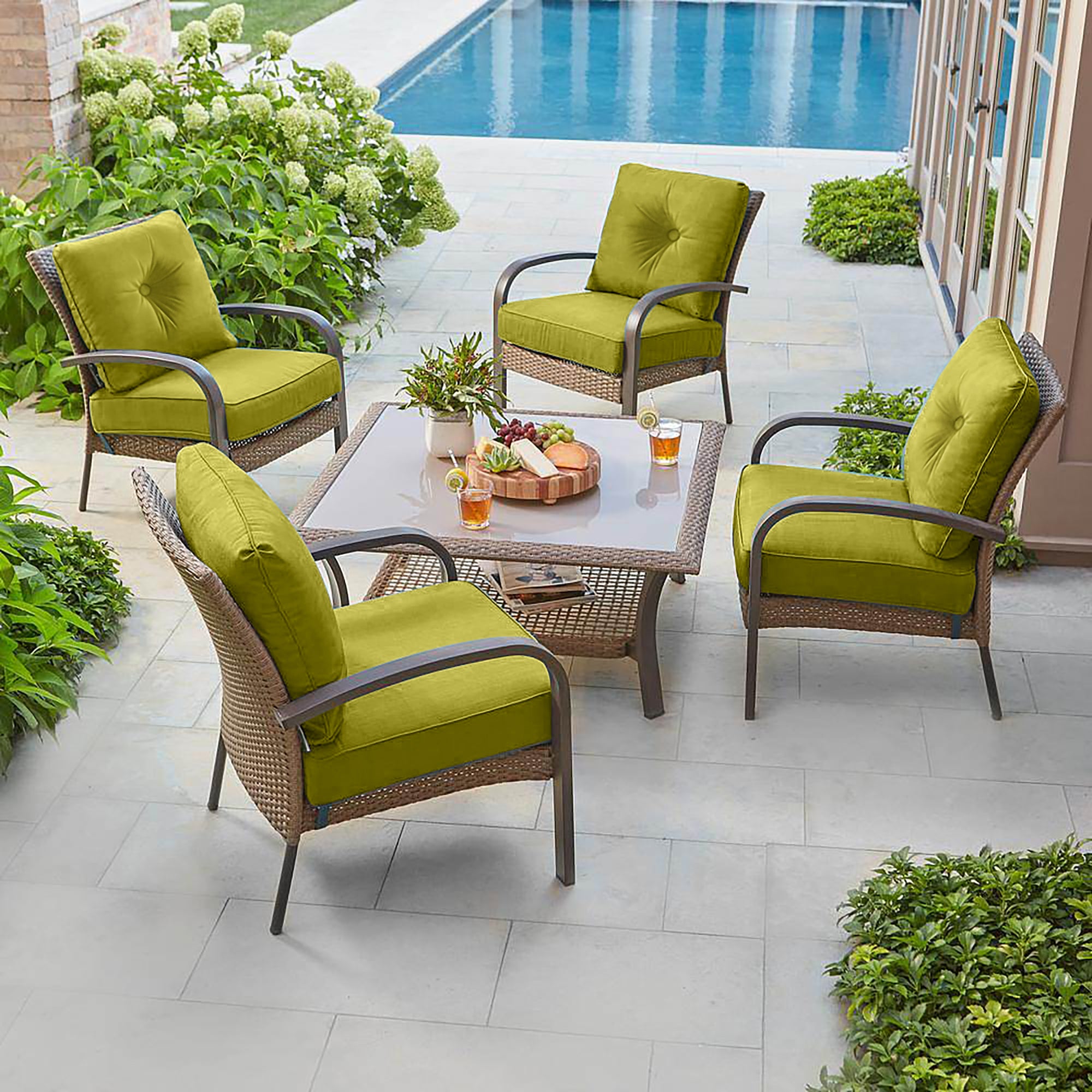 Deep Seat Pillow and High Back Chair Cushions Outdoor Water Repellent Replacement Patio Seating Cushions,Seat 24"x24"x6",Back 22"x24"x6"