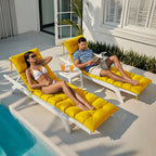 Outdoor Chaise Lounge Chair Cushion 72 x 22 x 4 Inches 100% Waterproof Polyester Patio Pool Lounge Chair Cushion for Outdoor Furniture with Ties