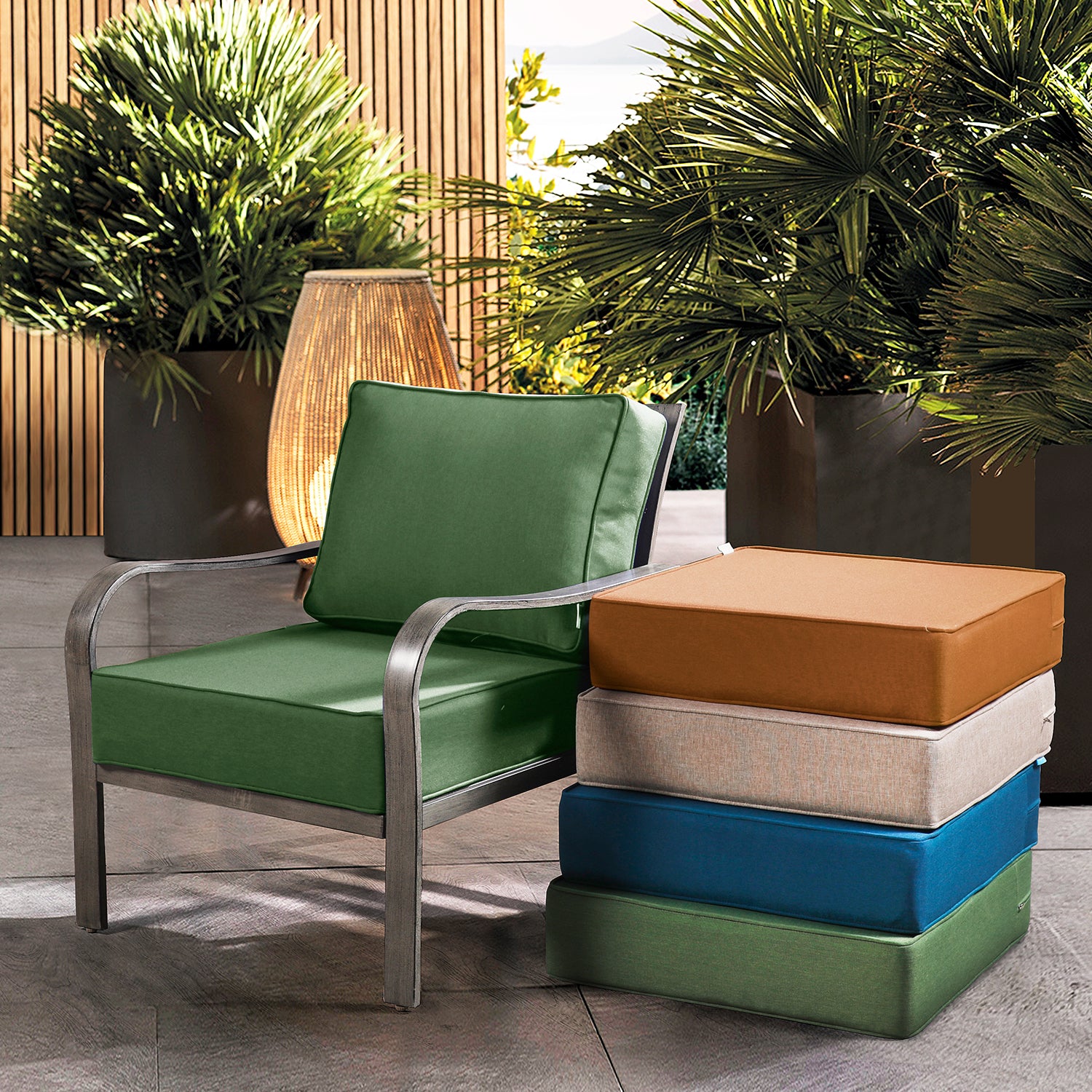 ARTPLAN Deep Seat Outdoor Cushion,Set 24"x24"x6" ,18x24" Bench Outdoor Chair Cushions, Polyester Fill Back for Patio Furniture ,Square