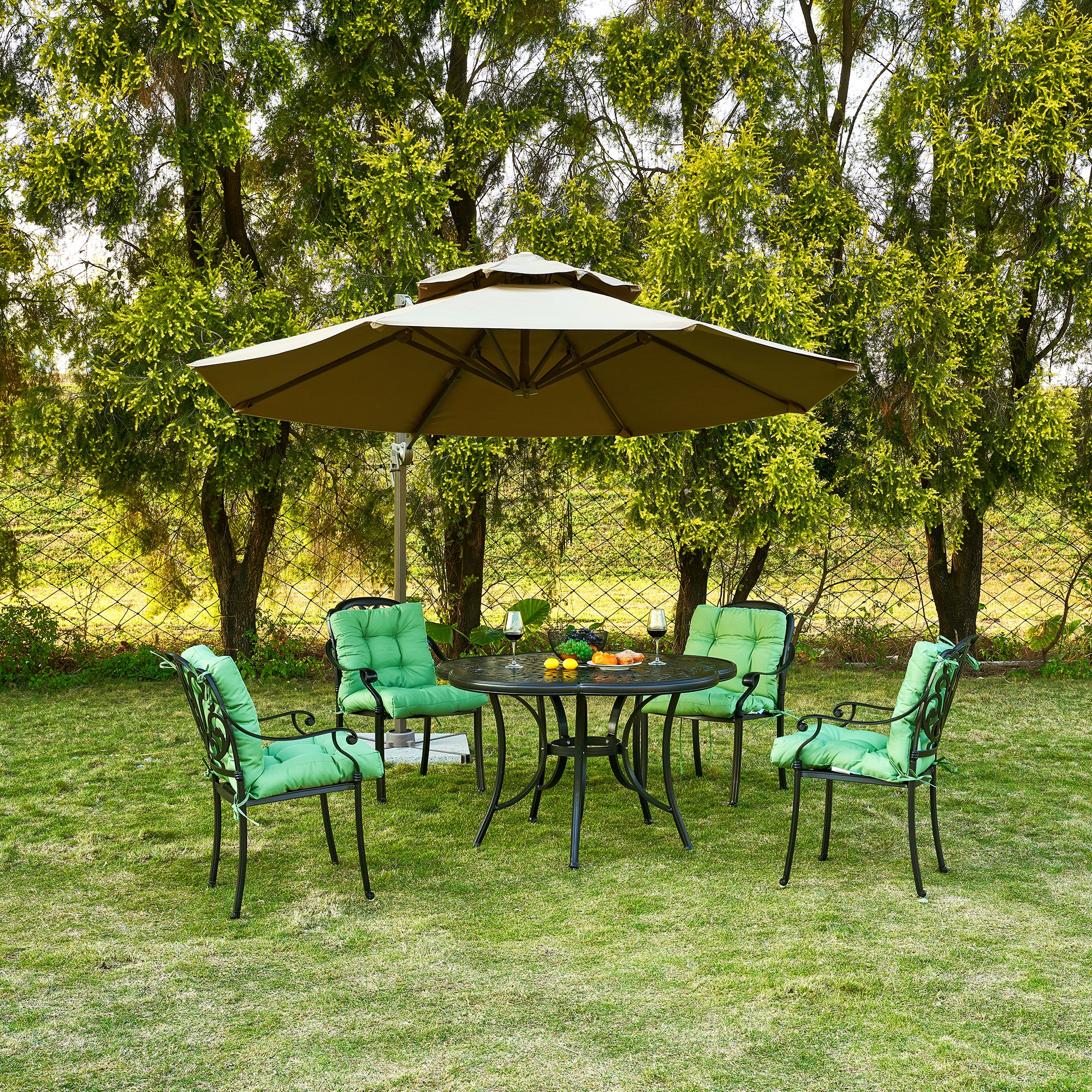 Artplan Outdoor Cushions Wicker Tufted Pillow with Back for Outdoor Furniture, Rocking Chair Cushion Premium Tufted Pads Set of Upper and Lower with Ties