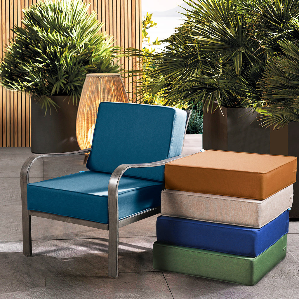 ARTPLAN Outdoor Cushions for Patio Furniture, 24x24x6" Thick Seat Cushion Set, Fade Resistant, Deep Seat Bottom and Back Cushion with Removable Cover