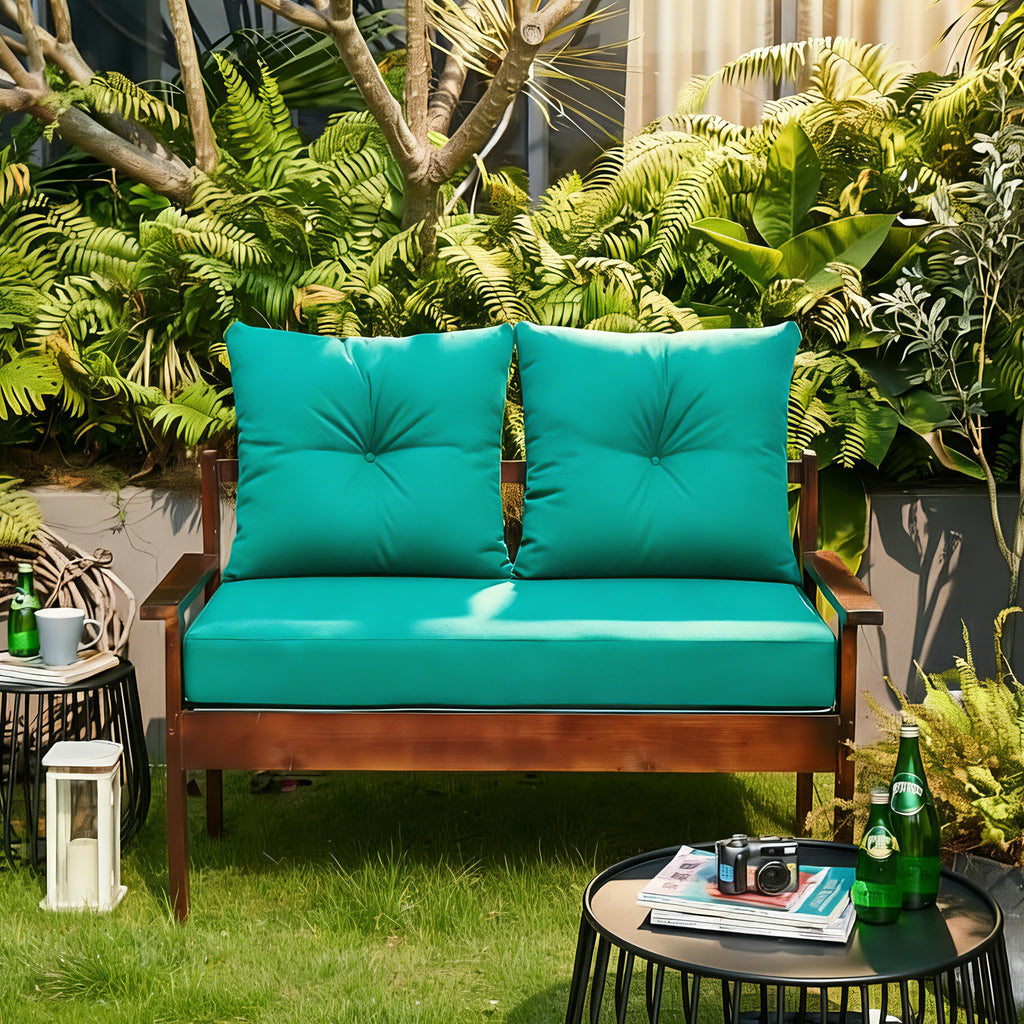 ARTPLAN Outdoor Loveseat Deep Seat Cushion Set, 46"x24"x4" Water Repellent Fade-Resistant Patio Cushions, Solution-Dyed Fabric with Removable Zipper Cover, High-Density Foam for Bench, Swing & Patio Furniture