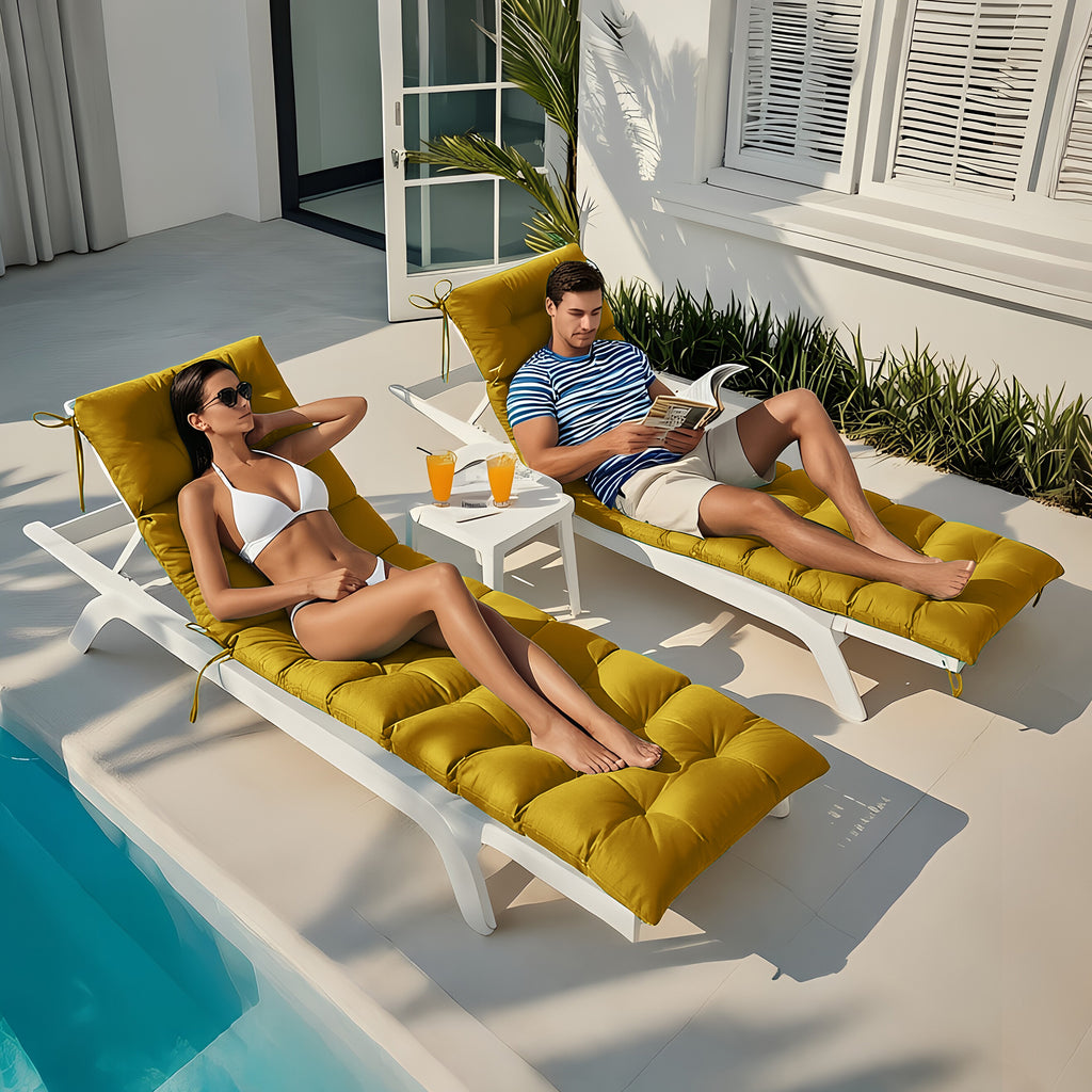Outdoor Chaise Lounge Chair Cushion 72 x 22 x 4 Inches 100% Waterproof Polyester Patio Pool Lounge Chair Cushion for Outdoor Furniture with Ties