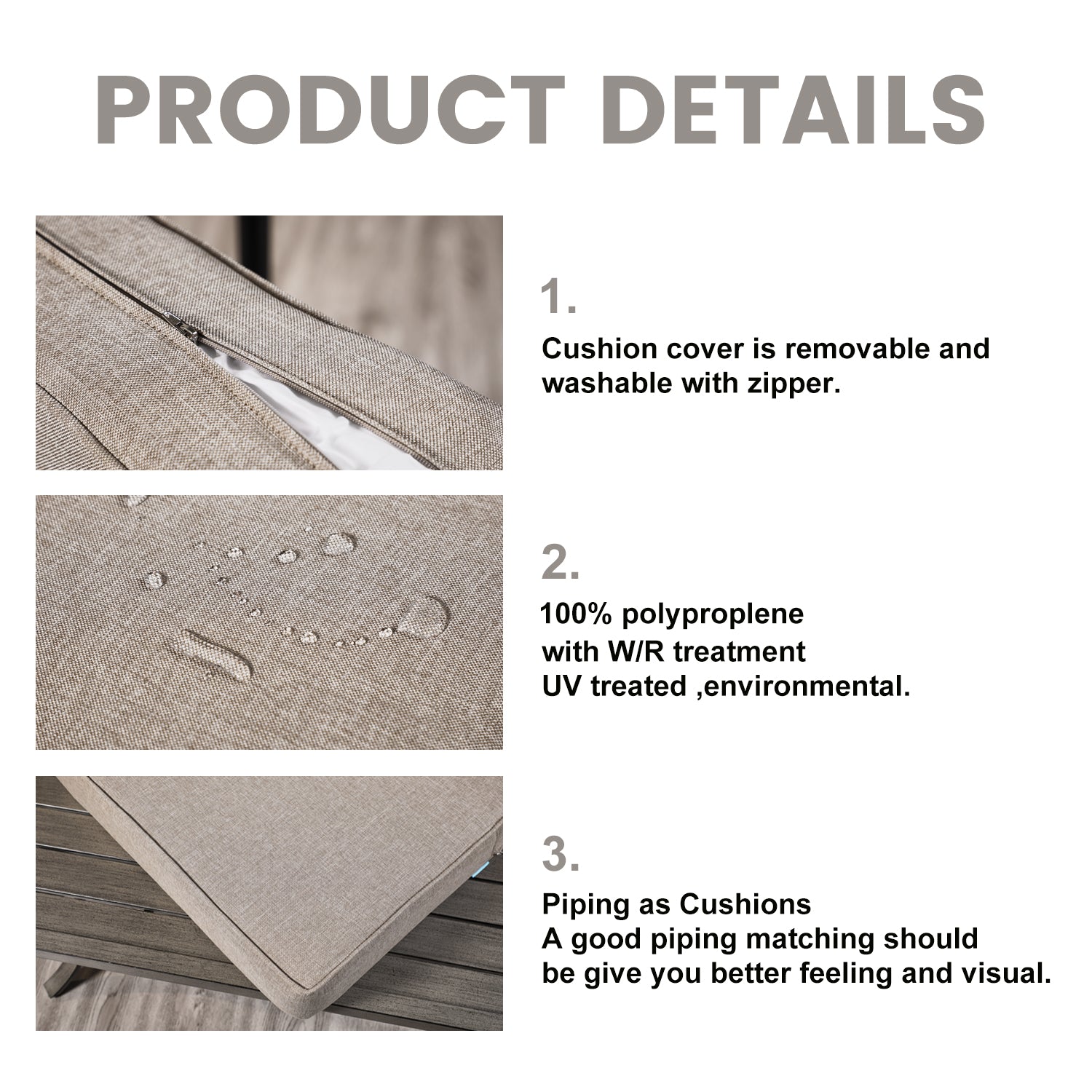 ARTPLAN Outdoor Cushions for Patio Furniture, 24x24x6" Thick Seat Cushion Set, Fade Resistant, Deep Seat Bottom and Back Cushion with Removable Cover